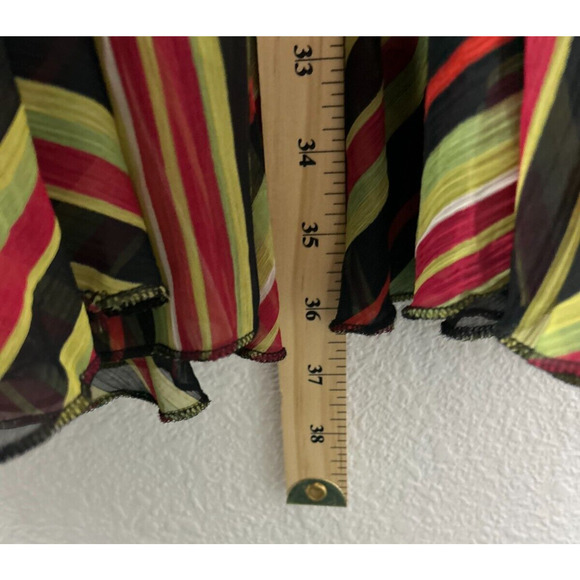 Anu By Natural Maxi Skirt Sz L Black Green Red Floral Stripe Boho Hippie Peasant - Picture 5 of 9